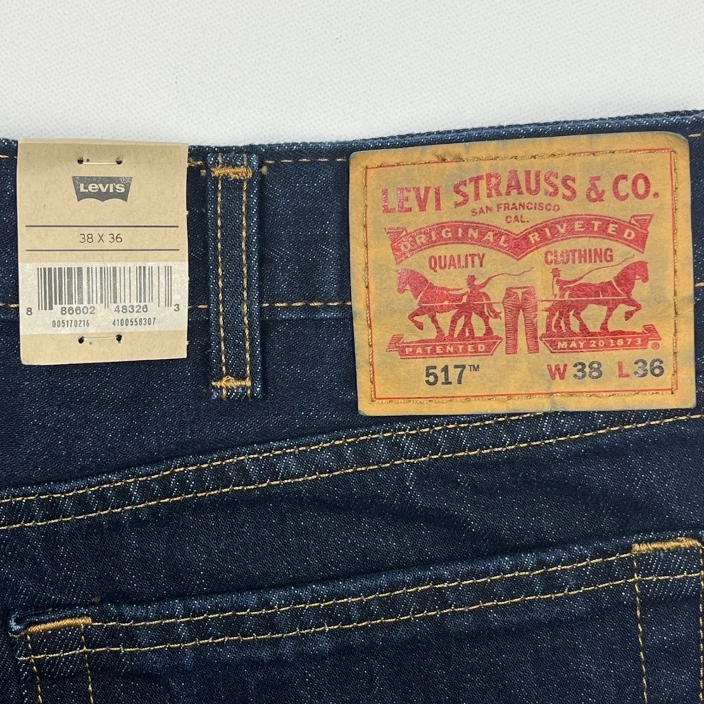 Levis 517 Bootcut Jeans Mens 38x36 Rinse Dark Wash Denim Blue NWT